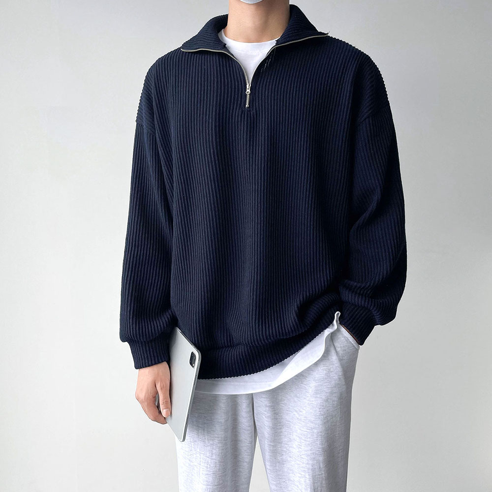 반집업니트+레이어드티 세트