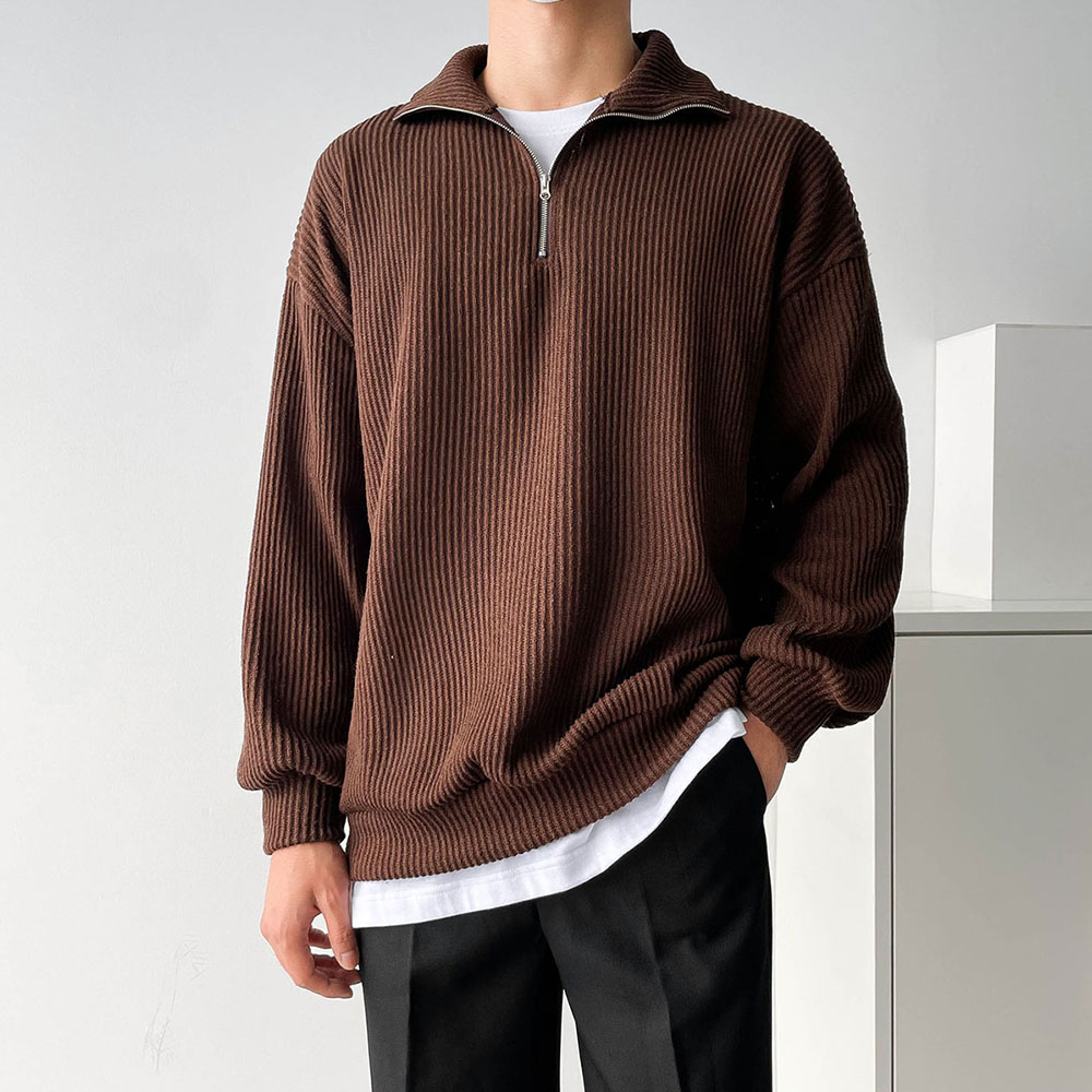 반집업니트+레이어드티 세트